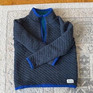 J. Crew Kids Quilted Half-Zip Sweatshirt in Charcoal with Blue Trim